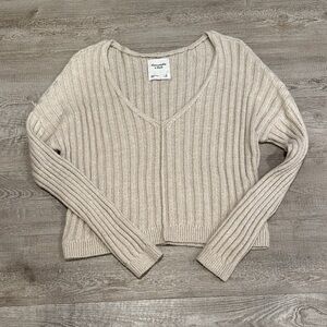 Abercrombie & Fitch Beige V-Neck Sweater